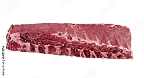 Raw fresh back ribs on a white background