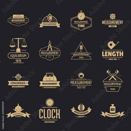 Measure precision logo icons set. Simple illustration of 16 measure precision logo vector icons for web