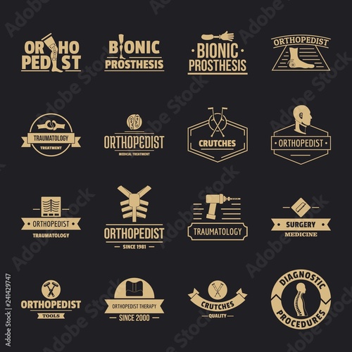 Orthopedics logo icons set. Simple illustration of 16 orthopedics logo vector icons for web