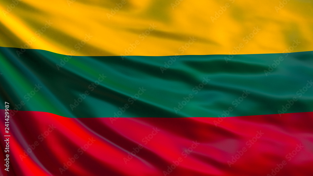 Lithuania flag. Waving flag of Lithuania 3d illustration