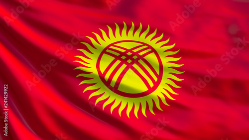 Kyrgyzstan flag. Waving flag of Kyrgyzstan 3d illustration