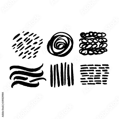 Hand drawn abstract strokes.Black ink.Perfect design for posters, cards, textile, web pages.