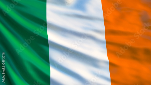 Photography Ireland flag. Waving flag of Ireland 3d illustration