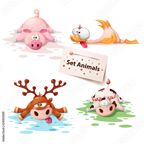 Set sleep animals - pig, duck, deer, cow