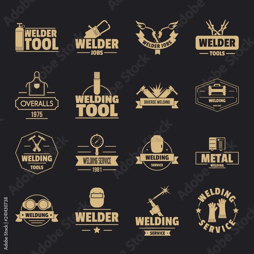 Welding logo icons set. Simple illustration of 16 welding logo vector icons for web