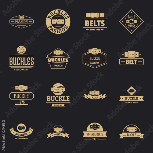 Belt buckle logo icons set. Simple illustration of 16 belt buckle logo vector icons for web