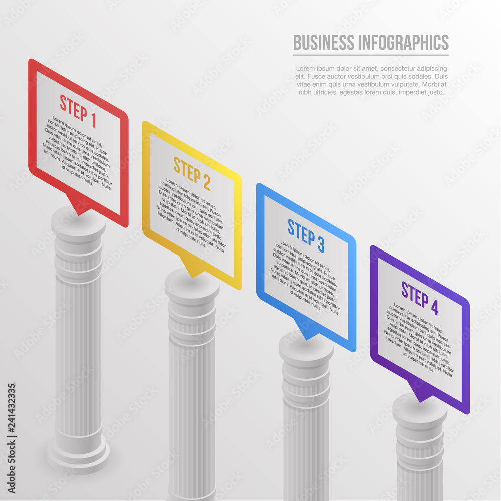 Pillar infographic. Isometric of pillar vector infographic for web