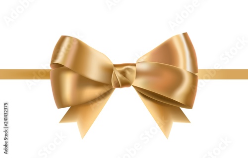 Golden satin ribbons decorated with bow