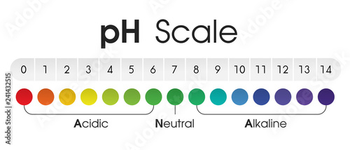 The chart shows the Acidic Neutral and Alkaline pH of various liquids and solvents. Vector Illustration.