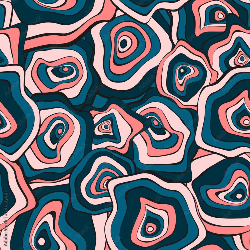 Abstract Hand Drawn Seamless Pattern with Wavy Colorful Circles in Ethnic Style. Vector Psychedelic Background with Deformed Rounds or Spots. Wavy Seamless Pattern for Fabric, Textile, Cloth Design. Abstract Hand Drawn Seamless Pattern with Wavy Colorful Circles in Ethnic Style. Vector Psychedelic Background with Deformed Rounds or Spots. Wavy Seamless Pattern for Fabric, Textile, Cloth Design.