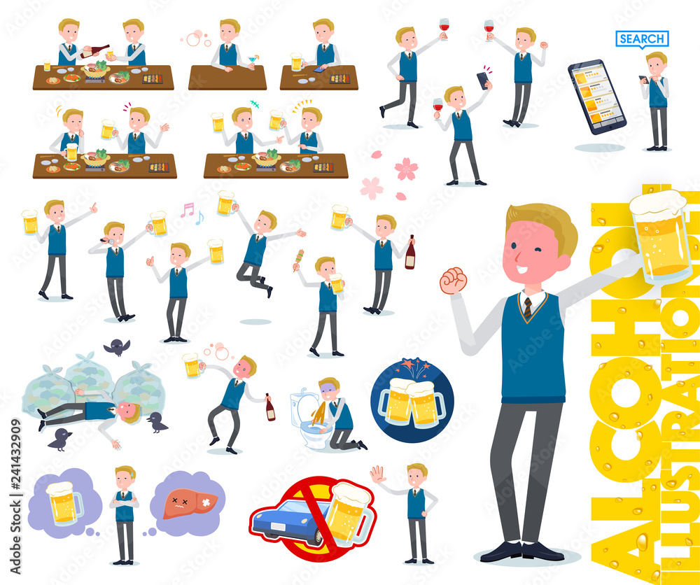 Fototapeta premium flat type school boy White_alcohol