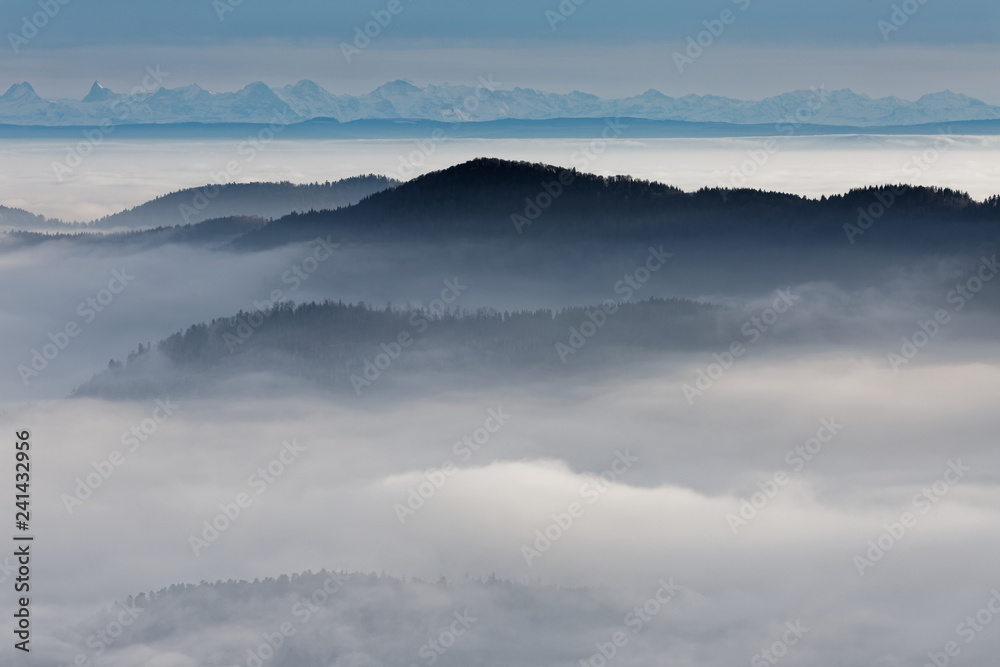 Brouillard sur les sommets des Vosges