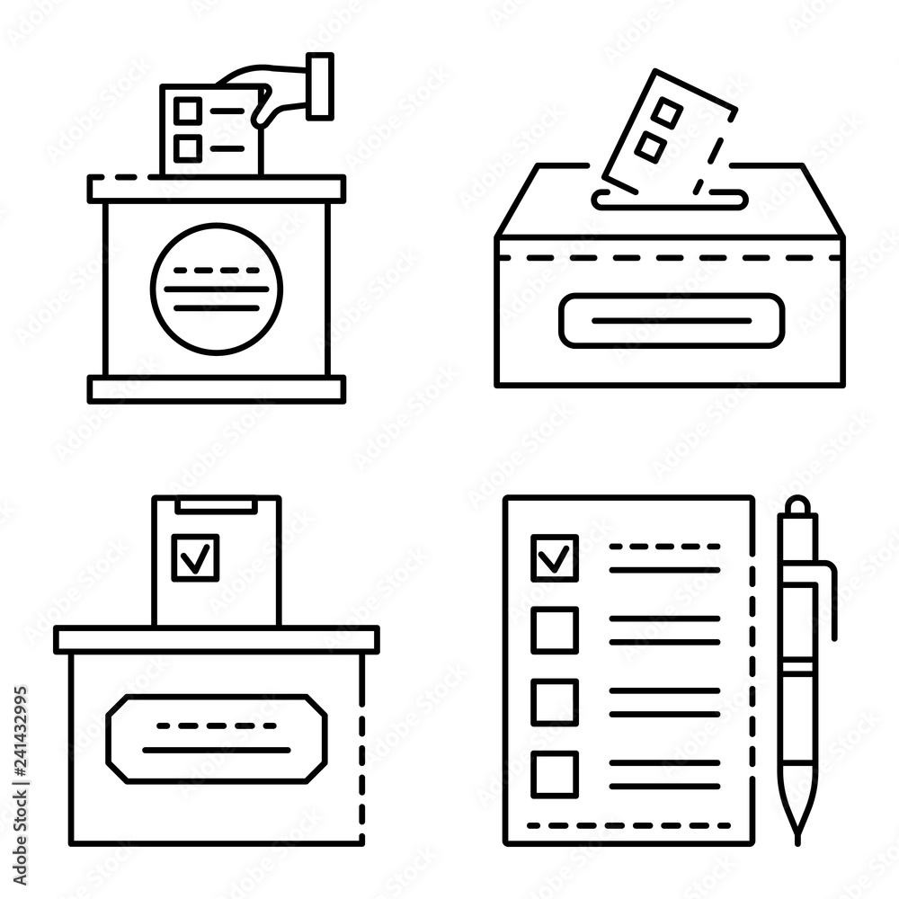 Ballot icon set. Outline set of ballot vector icons for web design isolated on white background Ballot icon set. Outline set of ballot vector icons for web design isolated on white background