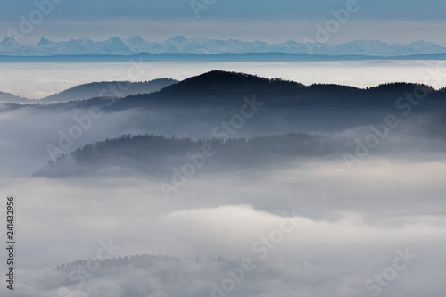 Brouillard sur les sommets des Vosges