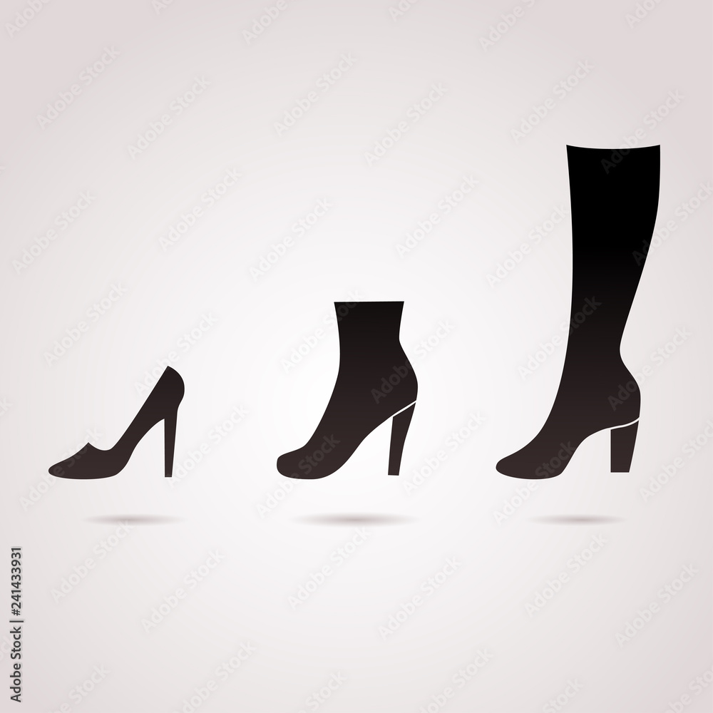 High heels vector icon. Shoes, boots shape. High heels vector icon. Shoes, boots shape.
