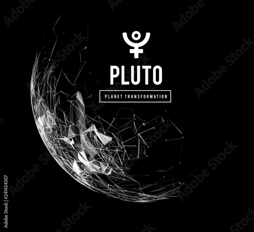 Pluto, the planet responsible in astrology for the transformation, rebirth, the collective energy of the masses. Vector illustration
