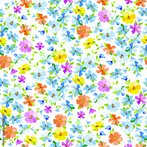 Delicate flowery pattern. Seamless floral background for wrapping, textile, wallpaper. Vector flowers texture.