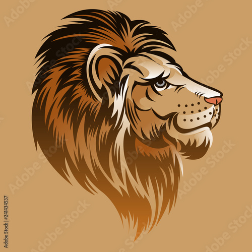 Fototapeta Naklejka Na Ścianę i Meble -  Vector illustration, lion head symbol or mascot.
