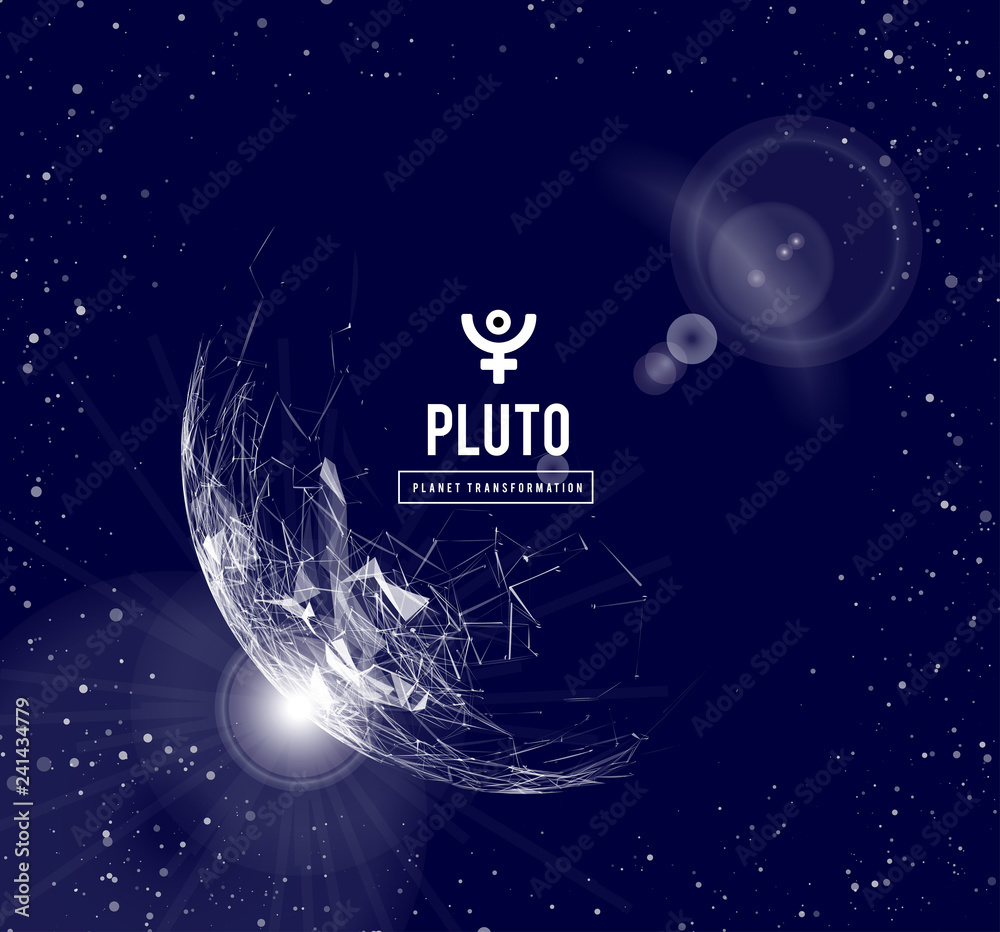 Pluto, the planet responsible in astrology for the transformation, rebirth, the collective energy of the masses. illustration