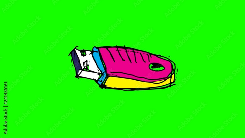 hand drawing green screen with theme of flash disk hand drawing green screen with theme of flash disk