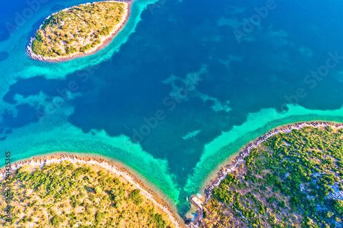 Mediterranean island bay aerial view