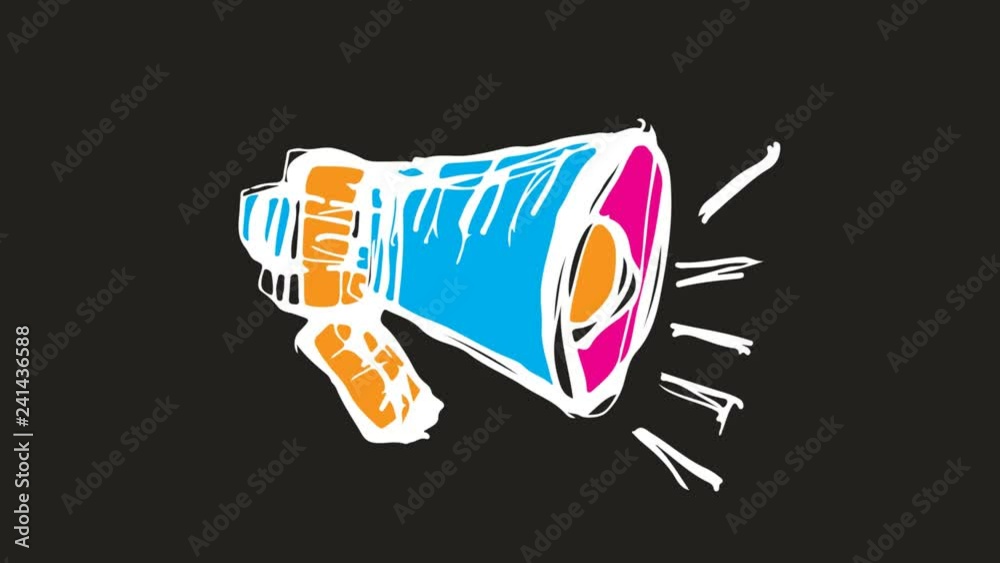 hand drawing black screen with theme of megaphone hand drawing black screen with theme of megaphone