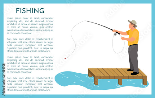 Fishing Person with Long Rod Vector Illustration