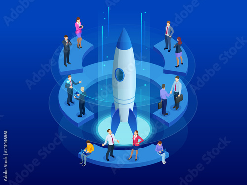 Isometric Businnes Start Up for web page, banner, presentation, social media concept. Income and Success. Vector Business Infographics illustration