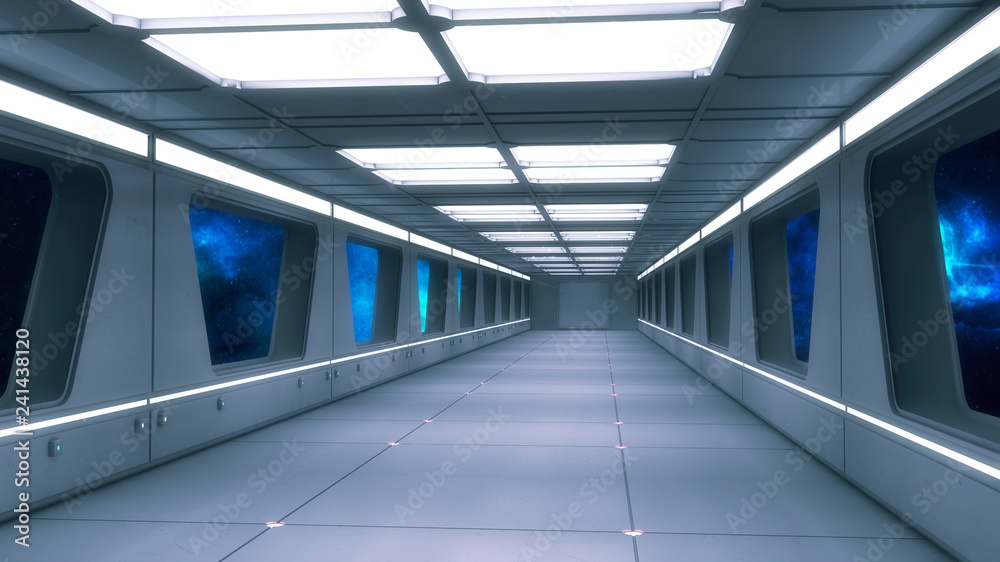 Obraz premium 3D render Interior and futuristic architecture design