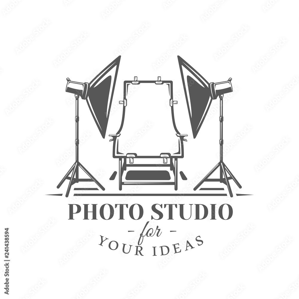 Photo studio label isolated on white background Photo studio label isolated on white background