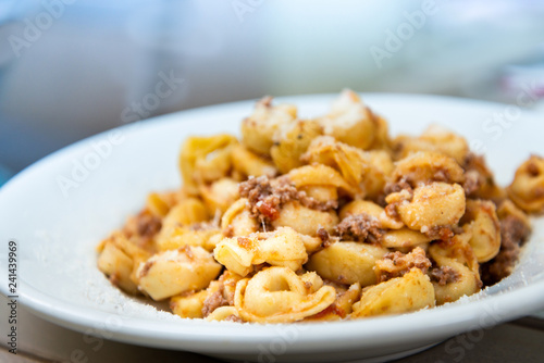 Pasta Bolognese on the table
