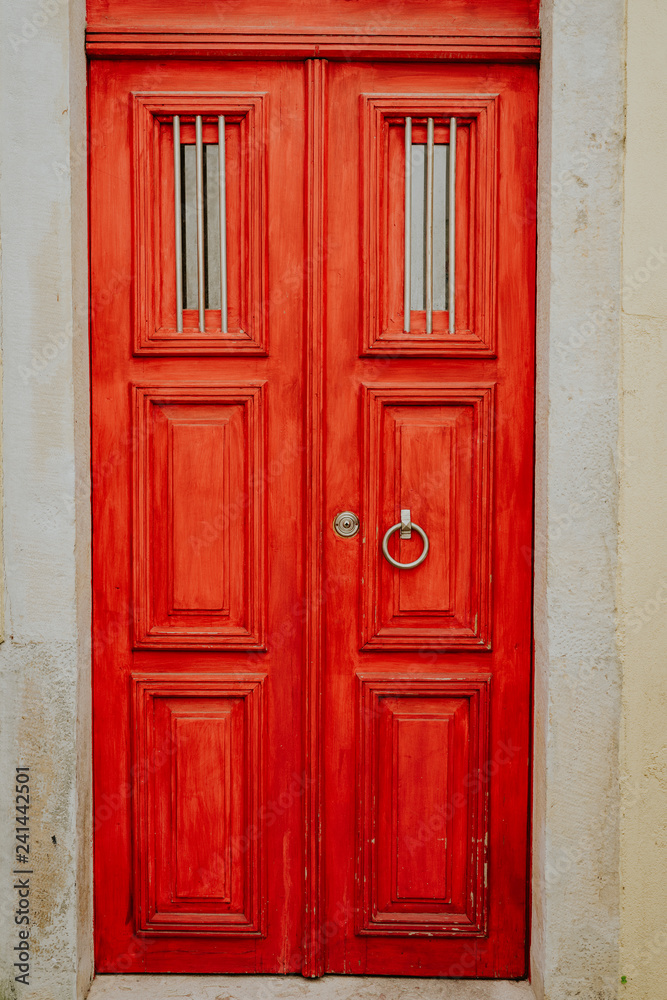 Detail of portuguese architecture in Lisbon: Old tradition colorful house door in Lissabon, Lisboa Portugal