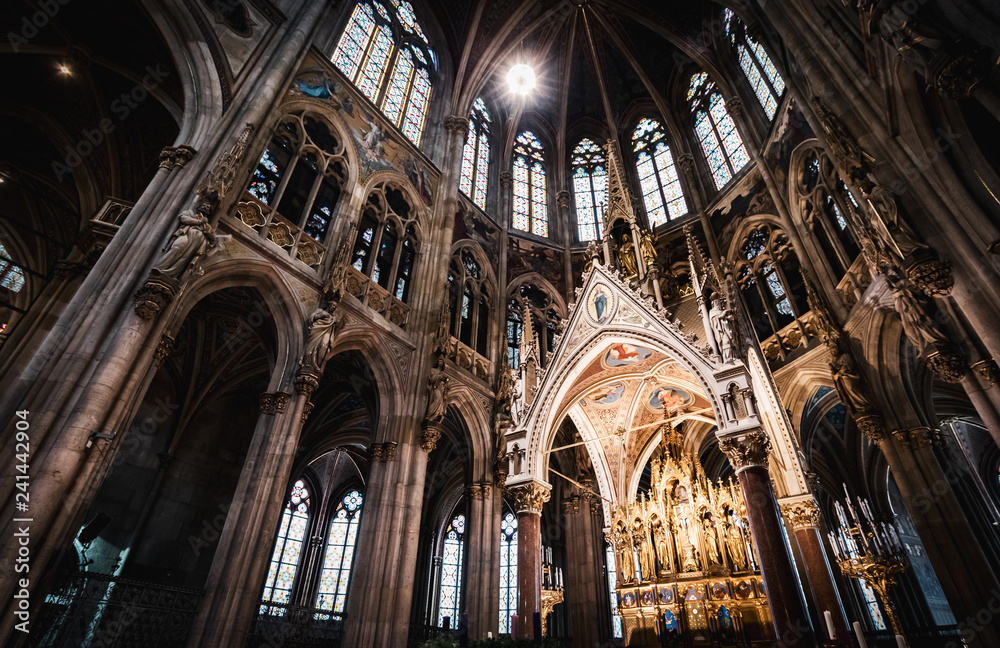 Interior of the famous neo gothic Votivkirche (Votive Church) in Vienna