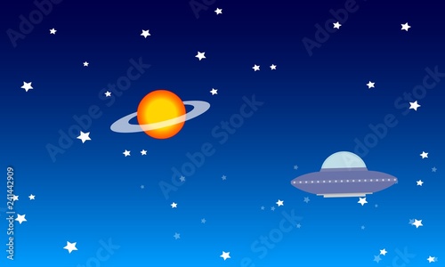 Fototapeta Naklejka Na Ścianę i Meble -  Saturn UFO Weltall 