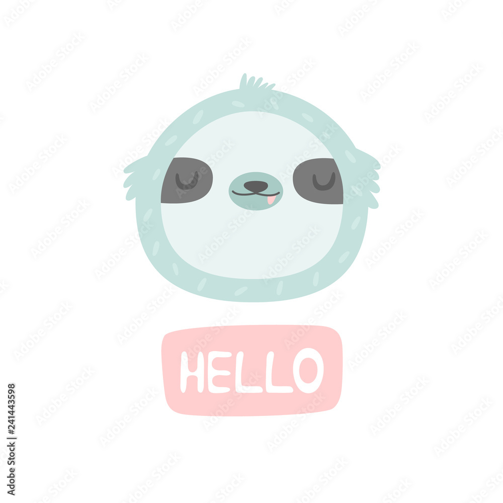 Hand drawn smiling sloth. Vector character. Hand drawn smiling sloth. Vector character.