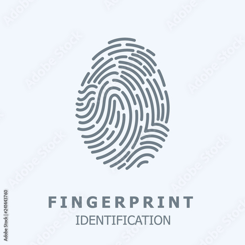 Editable Vector line Fingerprint Scan Icon - fingerprint identification symbol for security system. human individual biometrics verification