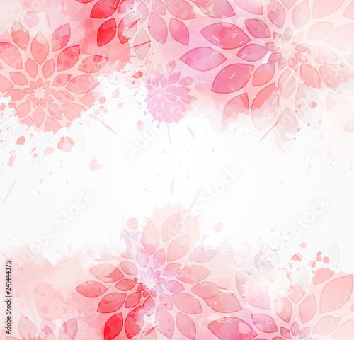 Watercolor background with abstract flowers