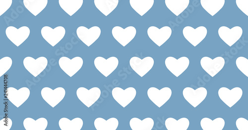 white heart pattern on blue background.
