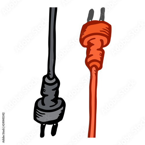 Electric cord icon. Vector of a cord. Hand drawn electrical cord.