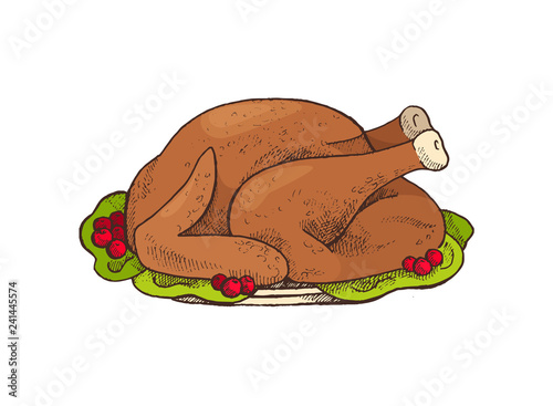 Turkey Thanksgiving Day Main Dish Icon Vector