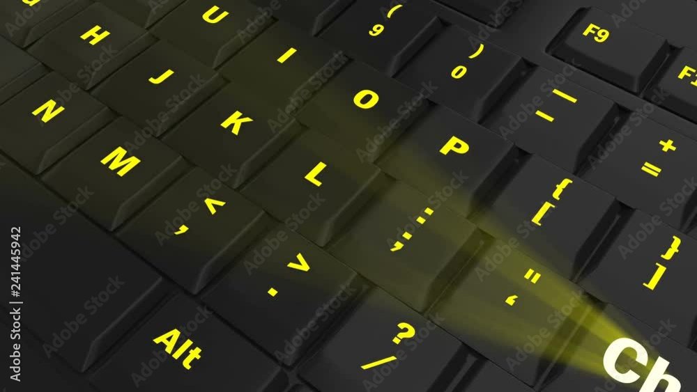 pointing the camera on yellow glowing Choose key on black computer keyboard pointing the camera on yellow glowing Choose key on black computer keyboard