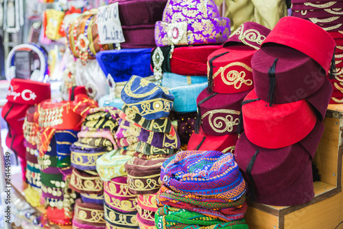 Colorful hats (fez) at the Grand Bazar in Istanbul, Turkey © bluesnaps