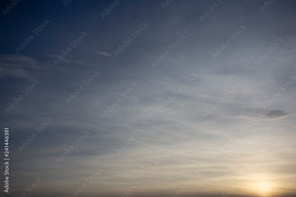 Blue sky with light cloud pattern at sunset