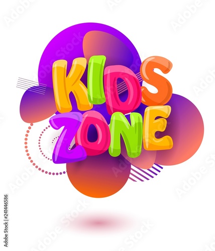 Abstract background with the inscription kids zone  on a white background. Vector illustration