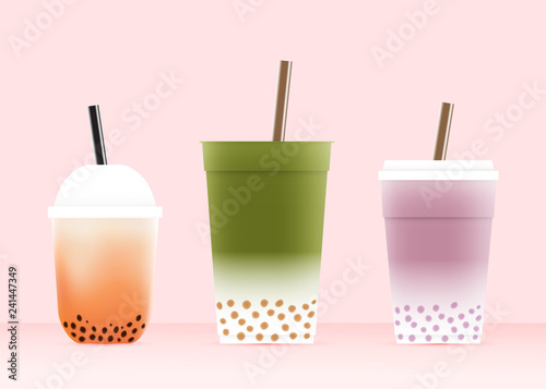 Bubble tea with various glasses in pastel color scheme v