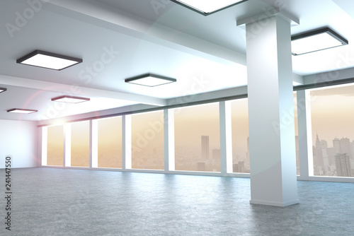 modern architecture empty office in large city 3d rendering