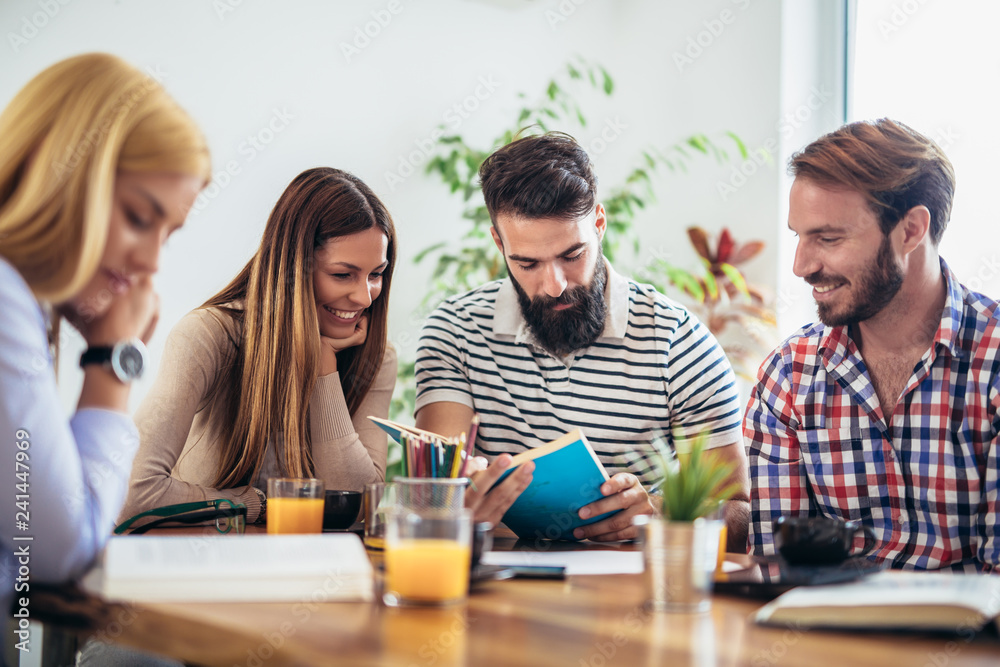 Group of students study at home. Learning and preparing for university exam. Group of students study at home. Learning and preparing for university exam.