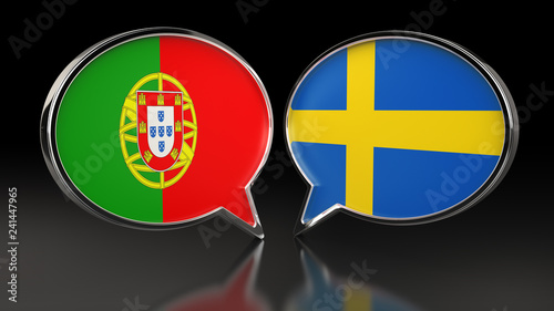 Free Download Portugal and Sweden flags with Speech Bubbles. 3D illustration - GFXLoad