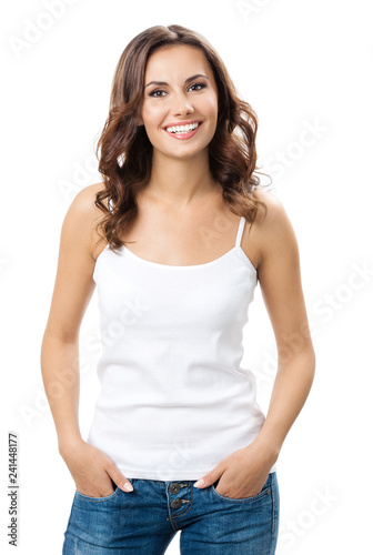 Happy smiling young woman, over white © vgstudio