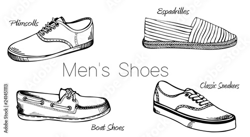 Set of men's shoes. Sketch.
